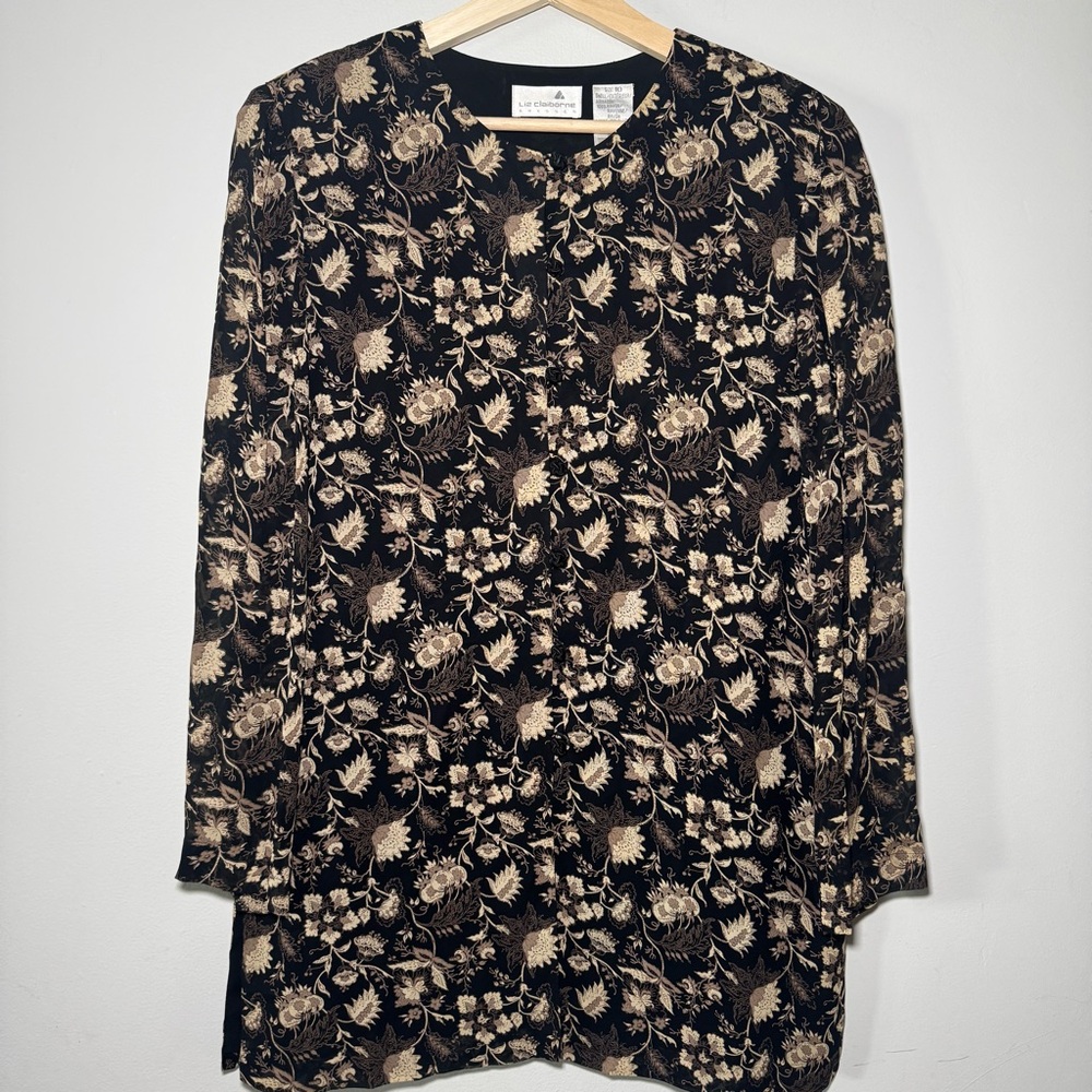 Liz Claiborne Black and Cream Floral dress‎
